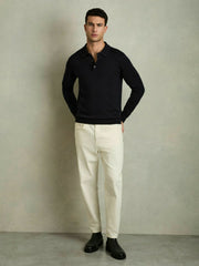 Merino Wool Polo Shirt Navy | Mens