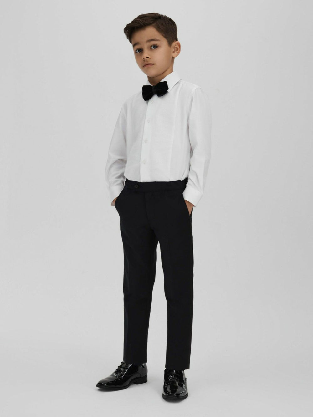 3-9 yrs Slim Fit Textured Bib Dinner Shirt White | Children