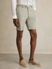 Cotton Chino Shorts With Stretch Soft Sage | Mens