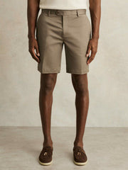 Oe Hampton Cotton Chino Shorts with Stretch Taupe | Mens