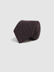 Polka Dot Silk Tie Burgundy | Mens