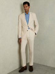 Slim-Fit Single Breasted Linen Blazer Stone | Mens
