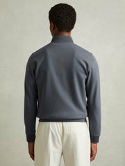 Hybrid Quilt and Knit Zip-Through Jacket Airforce Blue | Mens