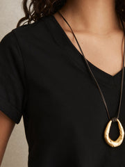 Cotton-Jersey V-Neck T-Shirt Black | Womens