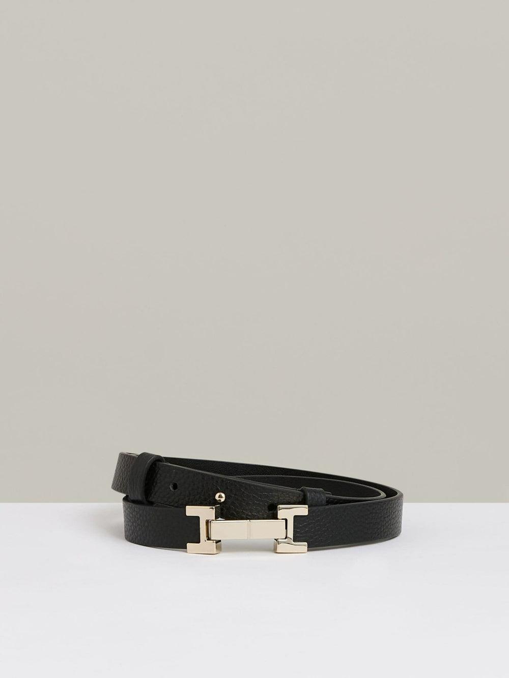 Leather Square Hinge Belt Black | Womens