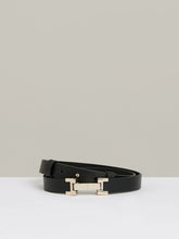 Leather Square Hinge Belt Black | Womens