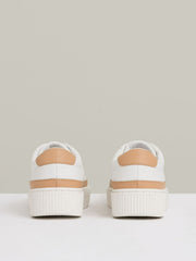 Grained Leather Platform Trainers Camel/White | Womens