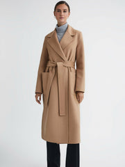 Long Wool Blend Blindseam Coat Camel | Womens