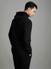Interlock Jersey Drawstring Hoodie Black | Mens