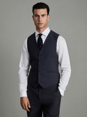 Modern Fit Wool Blend Waistcoat Navy | Mens
