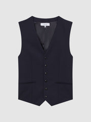Modern Fit Wool Blend Waistcoat Navy | Mens