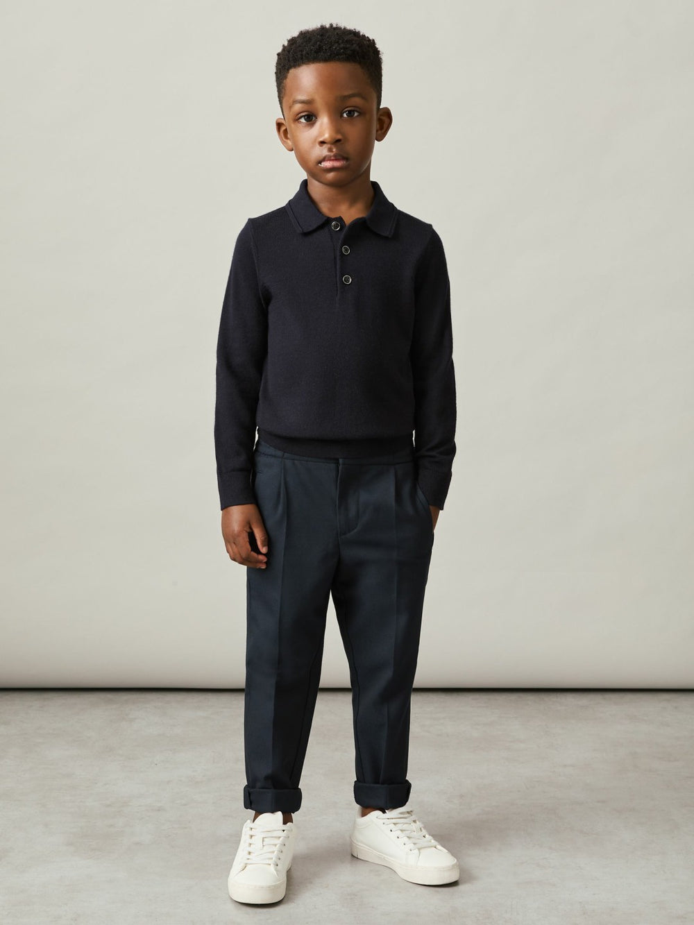 3-9 yrs Merino Wool Polo Shirt Navy | Children