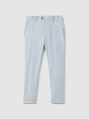 9-13 yrs Slim Fit Linen Adjustable Trousers Soft Blue | Children