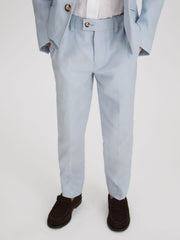 9-13 yrs Slim Fit Linen Adjustable Trousers Soft Blue | Children