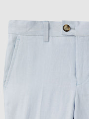 9-13 yrs Slim Fit Linen Adjustable Trousers Soft Blue | Children