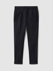 3-9 yrs Relaxed Elasticated Trousers with Turn-Ups Navy | Children
