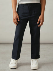 3-9 yrs Relaxed Elasticated Trousers with Turn-Ups Navy | Children