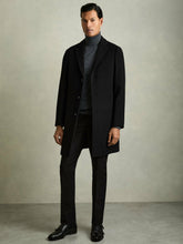 Wool Blend Single Breasted Epsom Overcoat Black | Mens