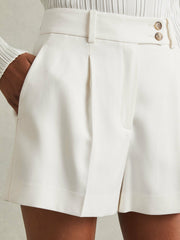 Front Pleat Tailored Shorts Cream | Womens