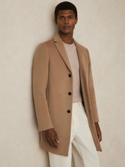 Wool Blend Single Breasted Epsom Overcoat Camel | Mens