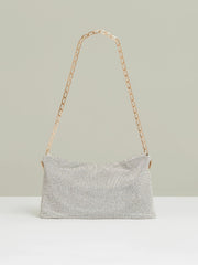Embellished Chainmail Shoulder Bag Silver | Womens