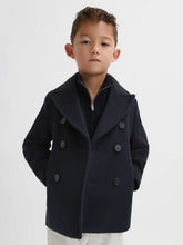 9-13 yrs Wool Blend Twill Double Breasted Coat Navy | Children