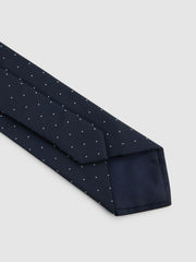 Polka Dot Silk Tie Navy | Mens