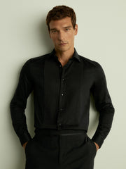 Slim Fit Cotton Dinner Shirt Black | Mens