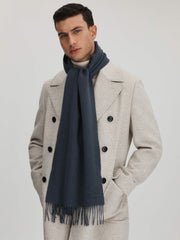 Wool and Cashmere Scarf Airforce Blue | Mens