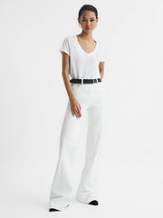 Cotton-Jersey V-Neck T-Shirt White | Womens