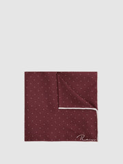 Polka Dot Silk Pocket Square Burgundy | Mens