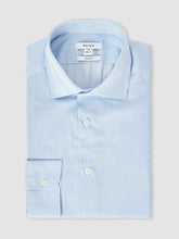 Slim Fit Cotton-Satin Cutaway-Collar Shirt Blue Stripe | Mens