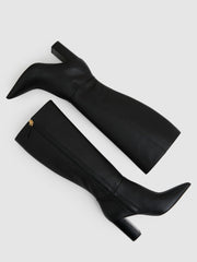 Block Heel Knee High Boots Black | Womens