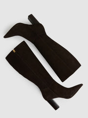 Block Heel Knee High Boots Chocolate | Womens