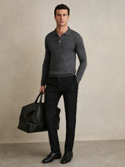 Merino Wool Polo Shirt Derby Grey Marl | Mens