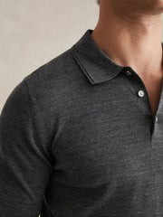 Merino Wool Polo Shirt Derby Grey Marl | Mens