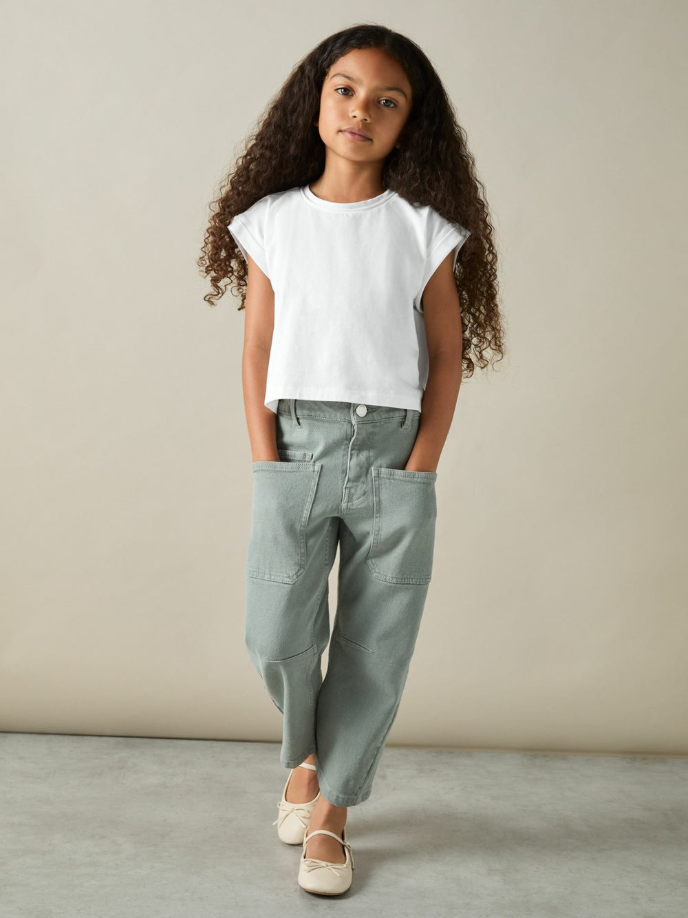4-9 yrs Cotton-Jersey Cropped T-Shirt White | Children