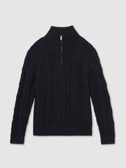 Cable-Knit Half-Zip Jumper Navy | Mens