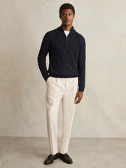 Cable-Knit Half-Zip Jumper Navy | Mens