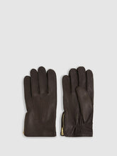Leather Zip-Side Gloves Dark Brown | Mens