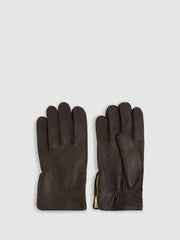 Leather Zip-Side Gloves Dark Brown | Mens