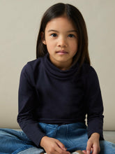 4-9 yrs Cotton-Jersey Roll-Neck Top with Stretch Navy | Children