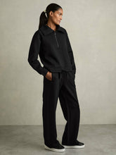 Interlock Half-Zip Drawstring-Hem Sweatshirt Black | Womens