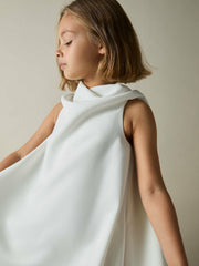 13-14 yrs High-Neck Drape Back Dress Ivory | Children