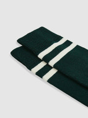 Striped Socks With Wool And Cashmere Forest Green/Ecru | Mens