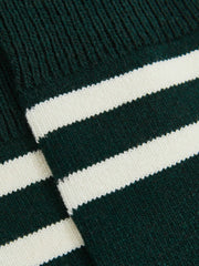 Striped Socks With Wool And Cashmere Forest Green/Ecru | Mens