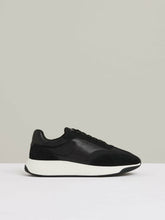Leather Suede Running Trainers Black/White | Mens