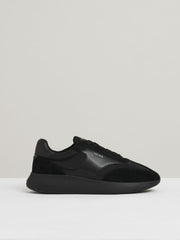 Leather Suede Running Trainers All Black | Mens