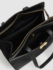 Grained Leather Tote Bag Black | Womens