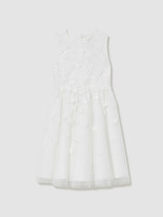 13-14 yrs Tulle Floral-Embroidered Bridesmaid Dress Ivory | Children